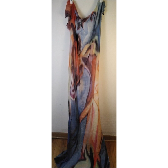 Hang N Hold  Rectangle Scarf Shawl Wrap Modal Wool Frayed Borders - Picture 10 of 10